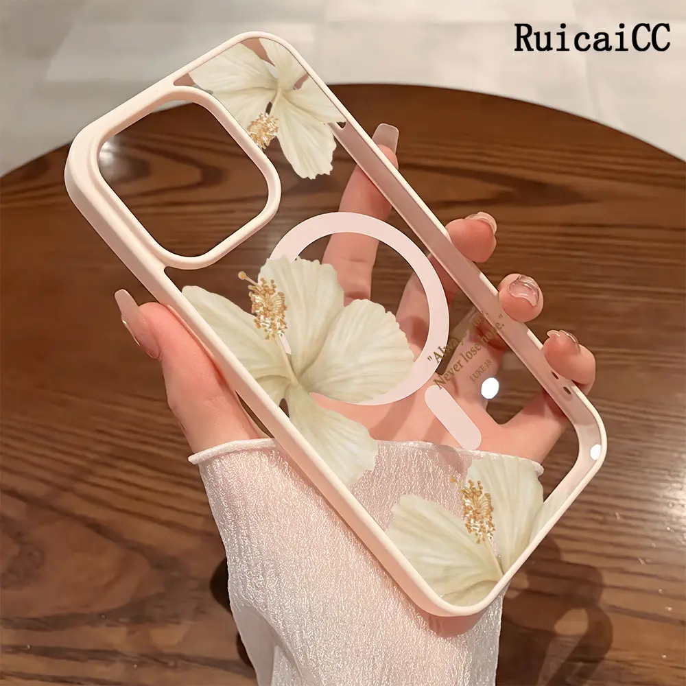 Premium Magnetic Phone Cases for iPhone11/12/13/14/15/16//17/Air/promax/Plus Beige Hibiscus Faith Quote 2k cased MagSafe Ready, Anti-Fall, Springtok and Ultra-Thin Design | Perfect for Everyday Use Screen Protector Resistance
