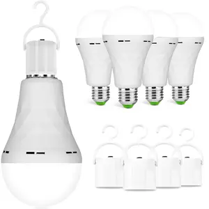 [Holiday Haul] 4/8/12 Pack Multifuctional Rechargeable Emergency Light Bulbs A19, 15W Camping Lamp Battery Powered LED Light Bulb 6000K Daylight E26 E27 with 1200mAh White Lighting, for  Indoor Home and Chicken Coop Power Outage Camping Hurricane