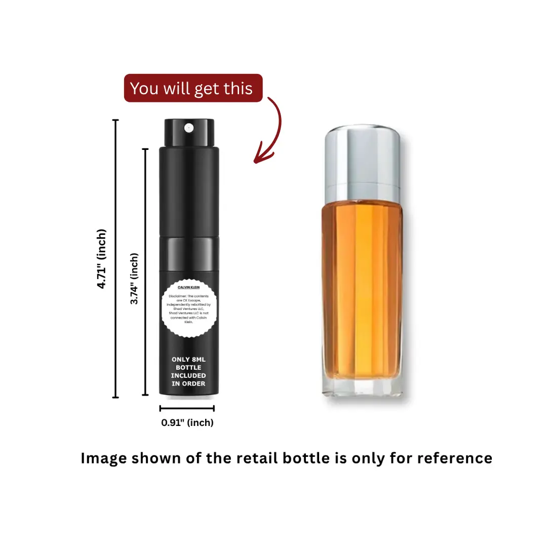 Women's Calvin Klein Escape Eau de Parfum Spray - 8ml/0.27oz Single Item, 100% Original Authentic Decanted, Alcohol-Based, Boxed, Citrus Floral Classic Fragrance, Alcohol-Based Women's Fragrance