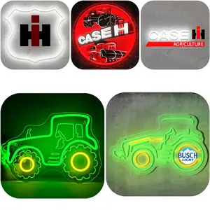 Tractor Neon Signs for Wall Decor Dimmable IH Tractor Vehicle Neon Light Farm Repair Shop Basement Signs USB Powered for Farm Bedroom Man Cave Bar Birthday Gifts Adjustable Rgb Lighting,Valentine's Day Decor
