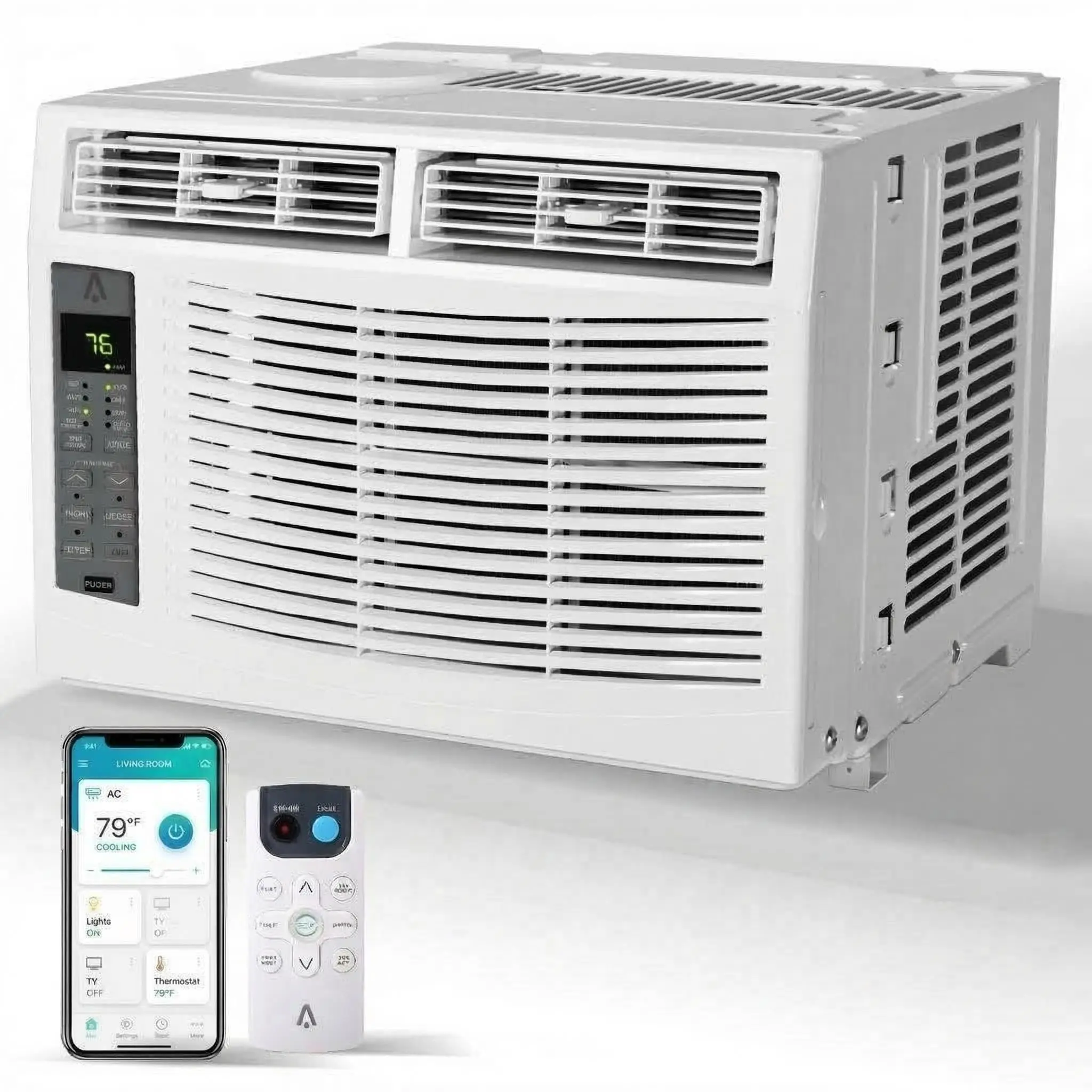 Garvee 8000 BTU Energy Efficient Window Air Conditioner - Quiet for Rooms, Digital Touch Panel, WIFI Enabled, Remote Control, Dehumidifier, Easy Installation, WIFI Aircon Cooler