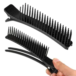 2 Count Black Professional Hair Sectioning Clips for Coloring, Styling, Salon Tools for Hairstylist and Barber Supplies