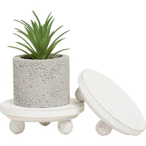 Mini risers for display, Risers for r,Small 4"Round Wooden Riser, Farmhouse  Riser, Rustic Pedestal Display Stand,Display Risers for Tiered Tray r(Set of 2,White)