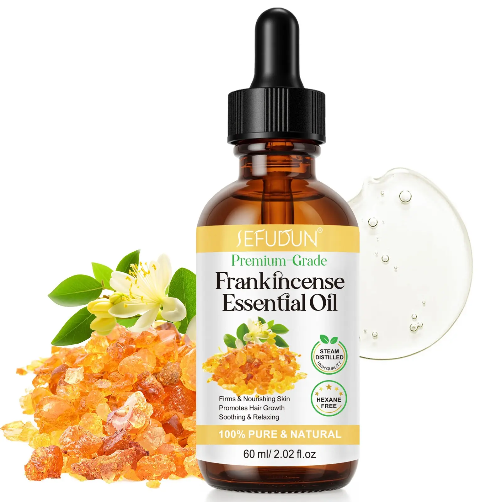 SEFUDUN Frankincense Essential Oil, Therapeutic, Aromatherapy, multi-purpose care oil, great value, rejuvenates skin for a healthy glow, suitable for home use, Essential Oil Natural