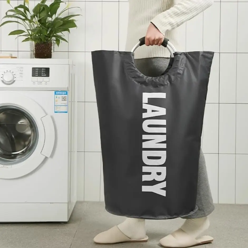 90L Thick Oxford Fabric Laundry Organiser Bag - Extra-Large Waterproof Foldable Lightweight Portable Durable Laundry Basket for Bathroom, with Reinforced Handle, Wear-Resistant Dustproof Household Dirty Clothes Storage Solution, Durable Laundry Baskets