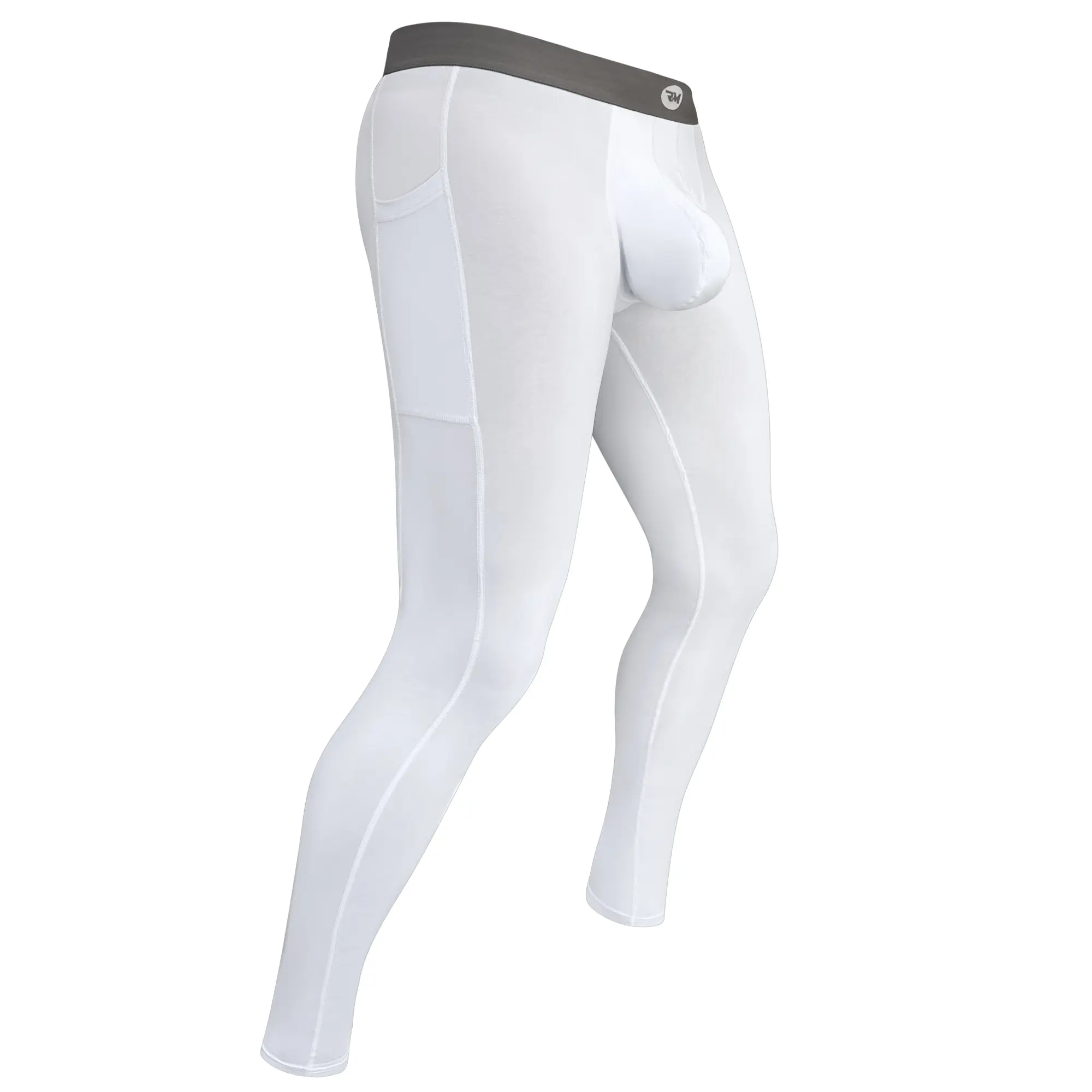 High Waist Stretchy 28in Nylon Compression Leggings 1pk, White, ABCD Pouch, Thermal Base Layer, Gym Outfits Gym Sportswear Bottoms, Fitness Compression Yoga Pants, Running Tights
