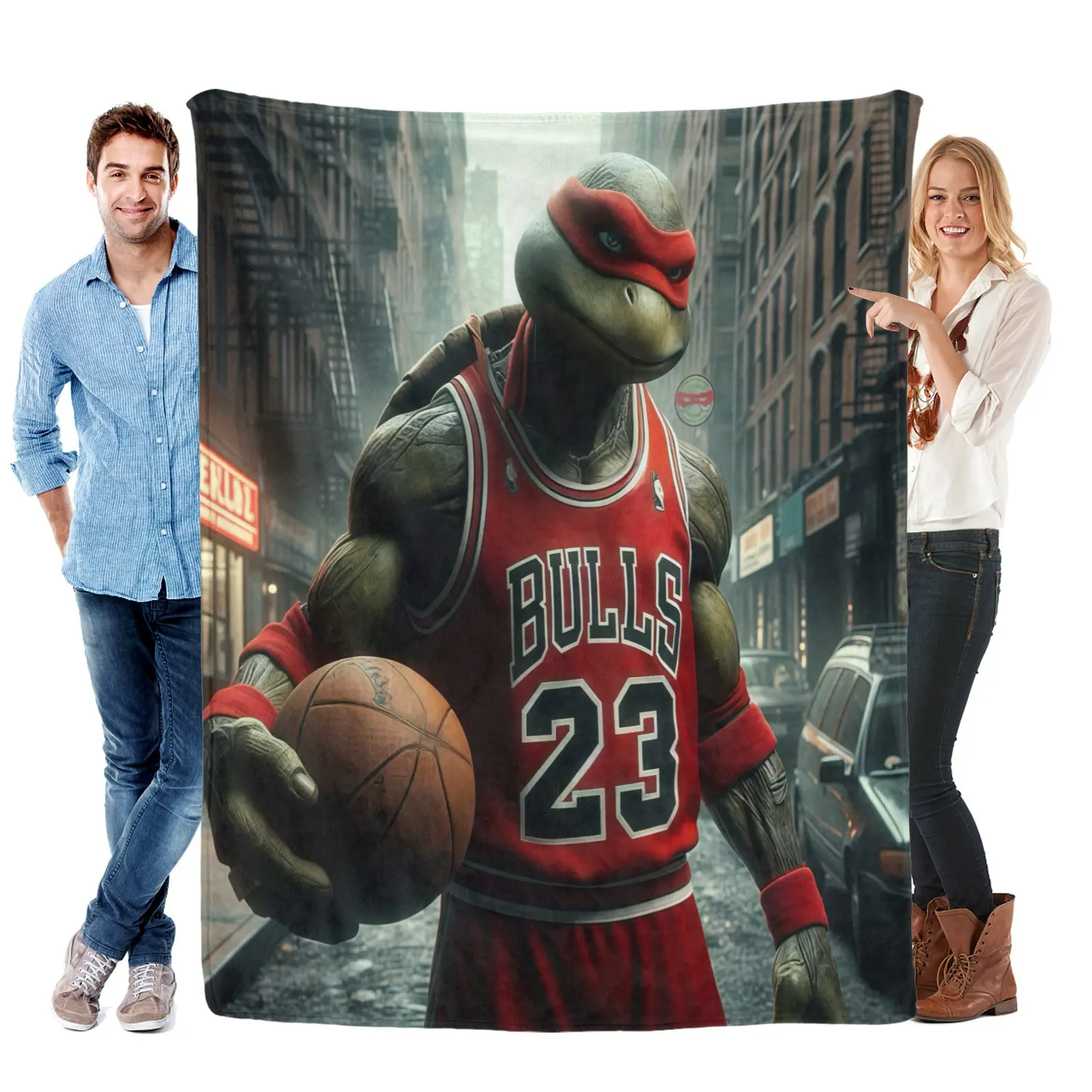 BULLS No. 23 Teenage Mutant Ninja Turtles Blanket  Super Soft Flannel Blanket- Suitable For Use on Sofas, Beds, or For Travel, Gentle on The Skin, an Excellent Gift Multi-Purpose Holiday Blanket, Warm and Soft, Suitable For All Seasons