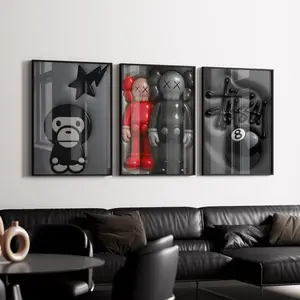 HypeBeast Kaws Poster Set, Trendy 3D Wall Art