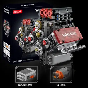 V8 Engine Mechanical Building Blocks Model, Working Car Engine Kit, DIY Assembly Toy for Boys