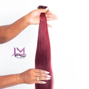 Itip 100 grams Red Straight Hair Extension 28 Inches Long with Micro Rings for Secure Attachment and Easy Removal