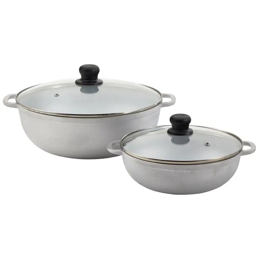 IMUSA 2.5/7.0qt Cast Aluminum Caldero 2pc Set with Glass lid - 22/30cm