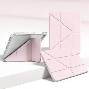 Solid Color Case for iPad Air M4 2026 8th/7th/6th/5th/4th Gen & iPad (A16) 11th/10th with Pen Holder , Tablet Cover, Compatible with iPad Pro M5 2025 , Y-Fold Stand with Hard PC Back Cover,Auto Wake/Sleep, Multi-Angle Viewing,Anti-Bend Protection