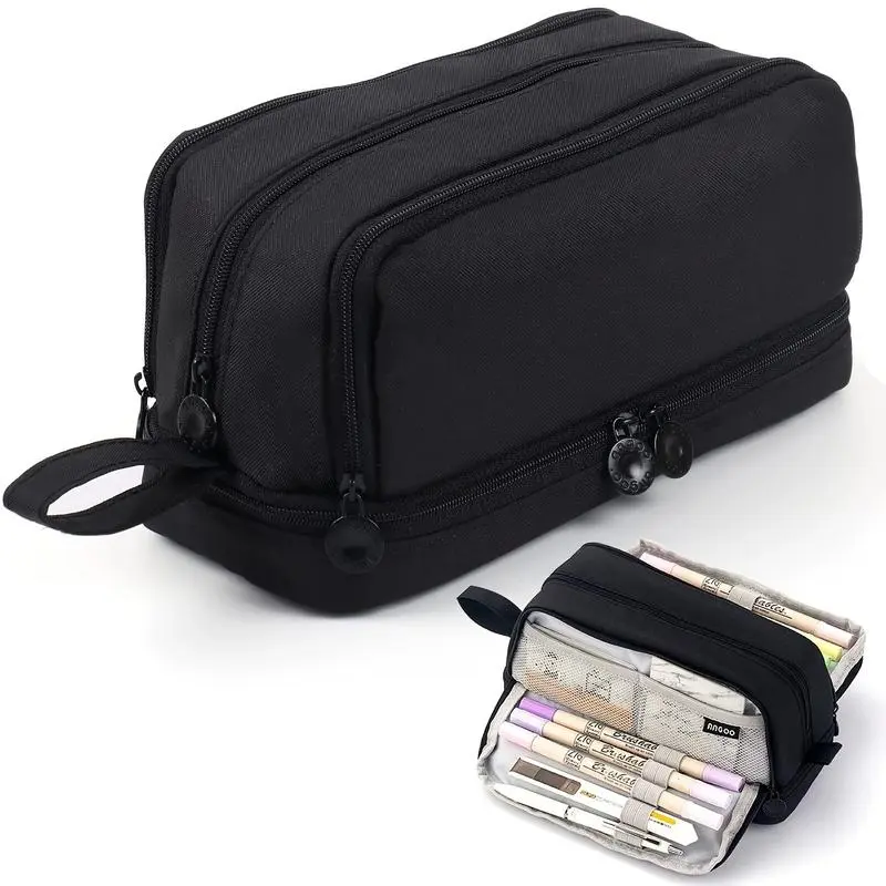 Large Capacity Waterproof Zipper Pencil Case, Multi-Color Durable Storage Bag for Pens, School Supplies, Office Essentials, Makeup Organizer