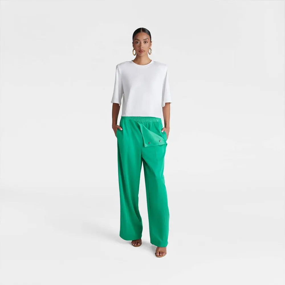 KBB by KAHLANA Women's Fashion Mid-Rise Straight Leg Convertible Track Bottoms - Twist Garment, Soft Elastic Fabric, Casual Style, Functional Pocket, Lightweight Fit