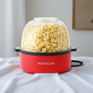 Nostalgia 6 QT Stainless Steel Stirring Popcorn Popper - Red