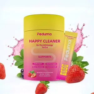 Feduma Cutting Drink Mix | Happy Cleaner Drink Mix |Berberine | Chromium | 5-HTP | Yerba Mate | Magnesium | Strawberry Acai Flavor | 30 Servings
