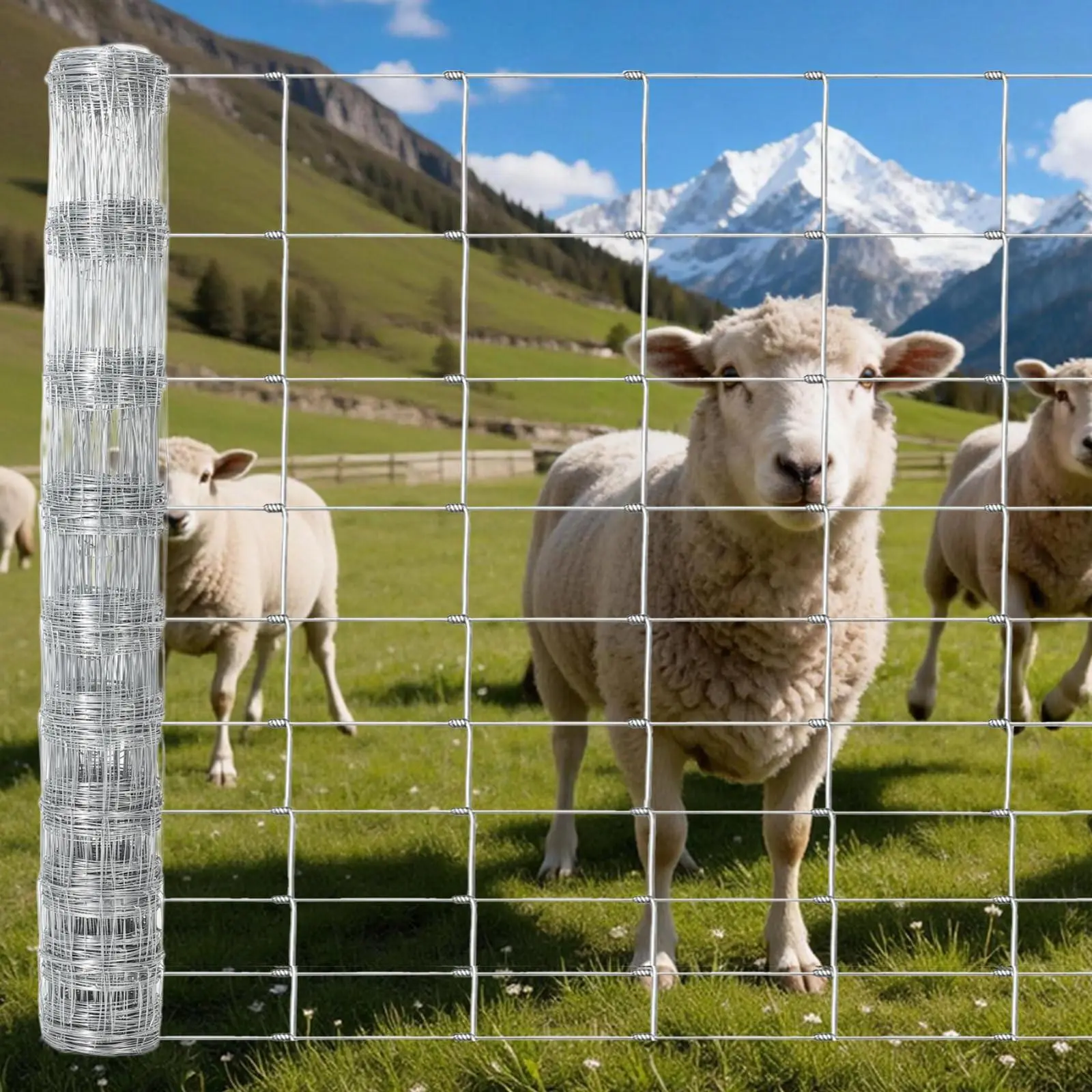 5FT x 328FT Galvanized Field Fence Roll, Heavy Duty Woven Wire Livestock Fencing for Cattle, Goats & Deer, High Zinc Farm Barrier for Pasture, Yard & Ranch