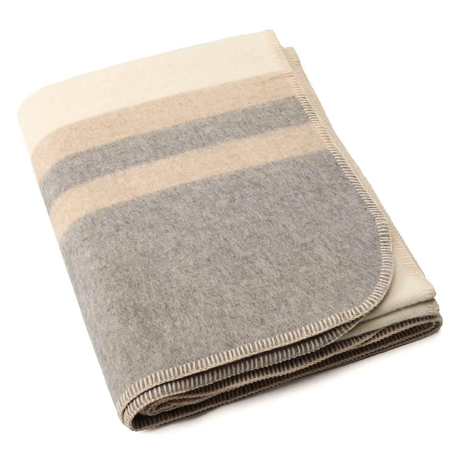 Ivory/Gray Alpaca Wool Blanket Travel Size
