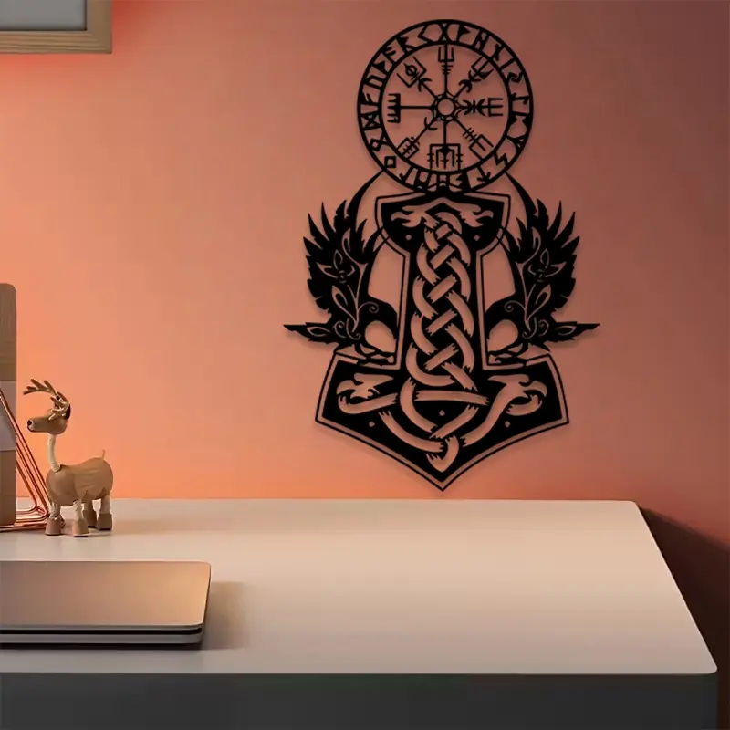 1pc Norse Metal Unframed Wall Art, Norse Statue Mural, Perfect for Man Cave Wall, Living Room Wall, Gothic Wall, Halloween Decor, Ideal Gift for Viking Enthusiasts, Weather-Resistant Metal