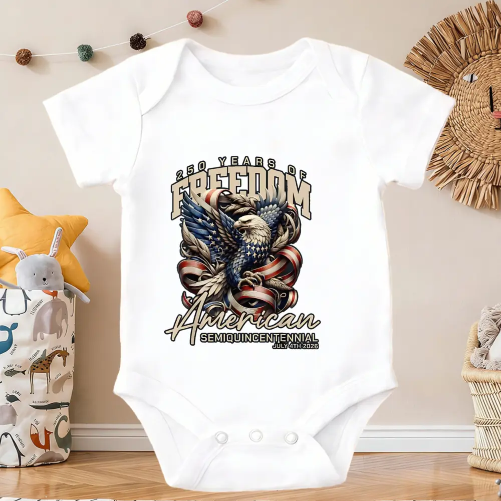 Freedom Flag Design Baby Onesie Cotton Short Sleeve Bodysuits | Breathable for Diaper Changes & Clothing, -Diagnosis for Caregivers - Baby Bodysuit Anti - pilling property baby stuff Spring Summer Fall Outfit,