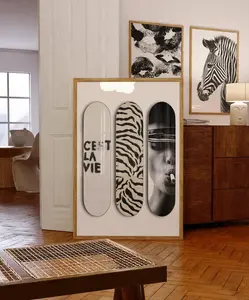 Trendy Zebra Skateboard Poster Luxury Fashion Print Trendy Wall Art Hypebeast Aesthetic Modern Chic Decor Girly Dorm Decor