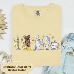 Comfort Colors Watercolor BellePrincess Shirt, Tale as old as time, Girly aesthetic Girls trip tee, Magic Kingdom