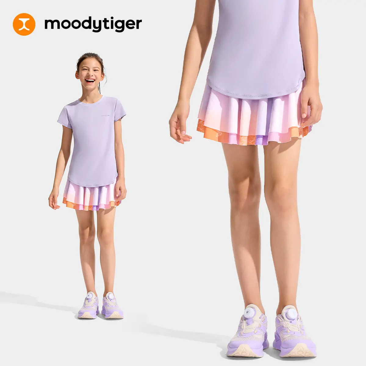 moodytiger Kids Fairy Double-Layer Skirt for Girls with Built-In Safety Shorts and Lightweight Cooling Mystic for Daily