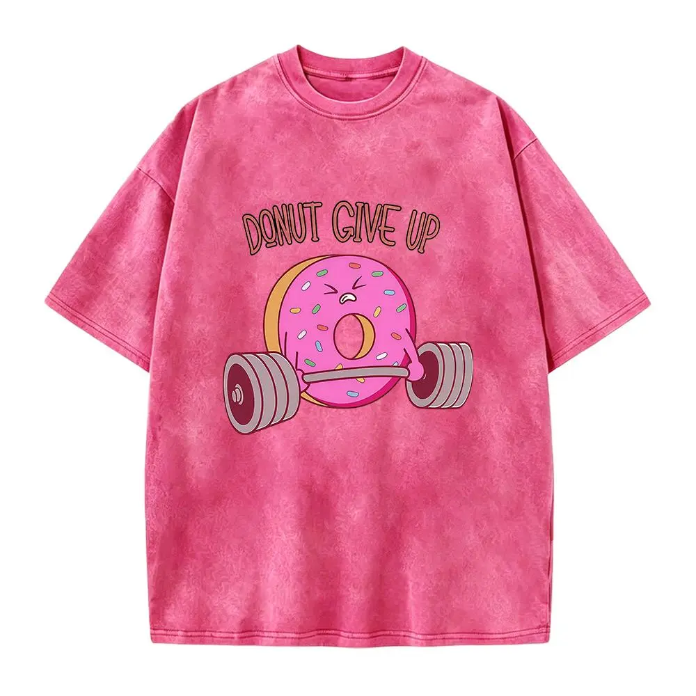 Donut Give Up Fun Donut Print Casual Loose Summer T-Shirt