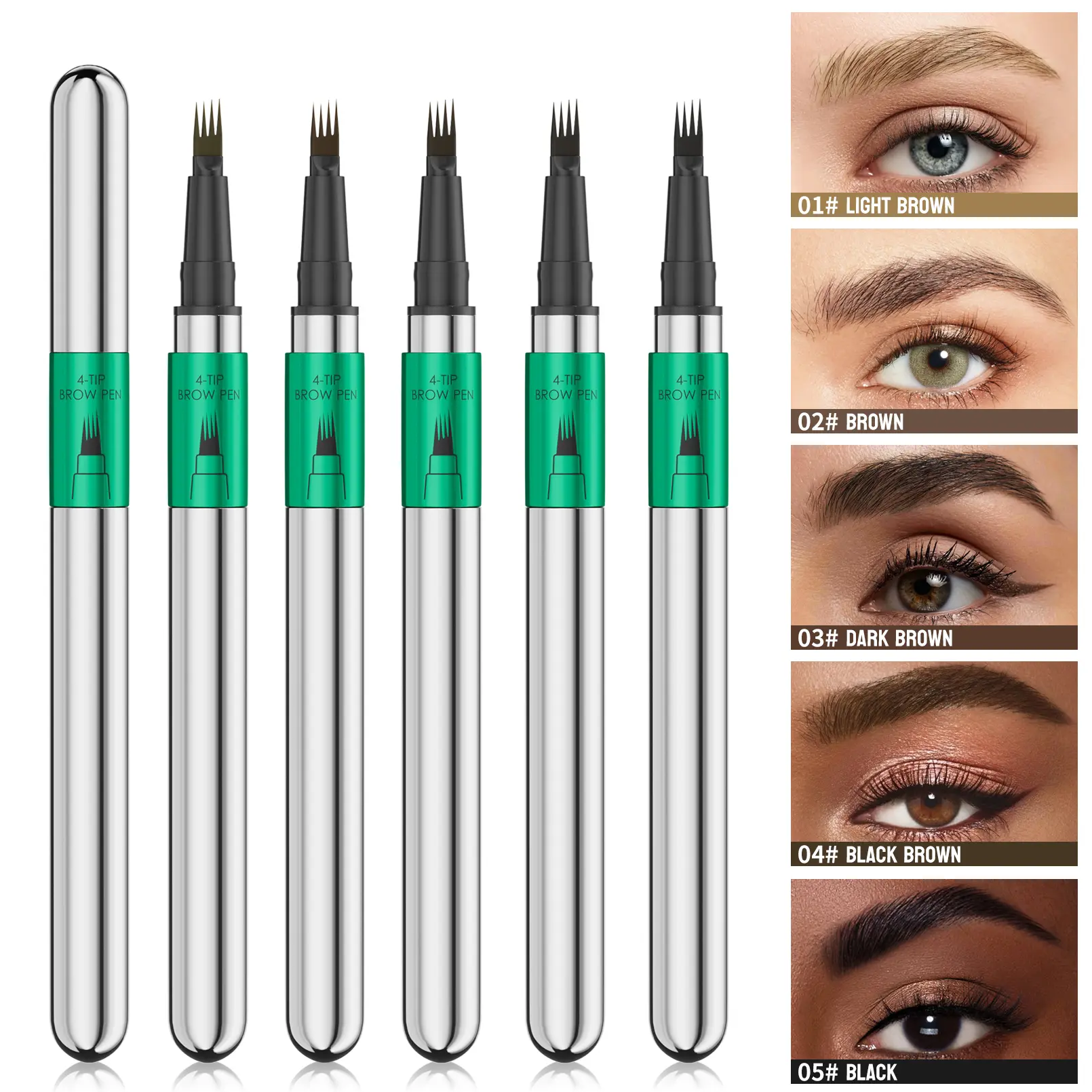 Waterproof Eyebrow Tint with 4-Tip Applicator, Creates Long-Lasting, Natural-Looking Eyebrows for At-Home Brows, Ideal Gift for Women, Cosmetic, Daily, Smooth, Makeup, Sparse Brows, Quick-Drying