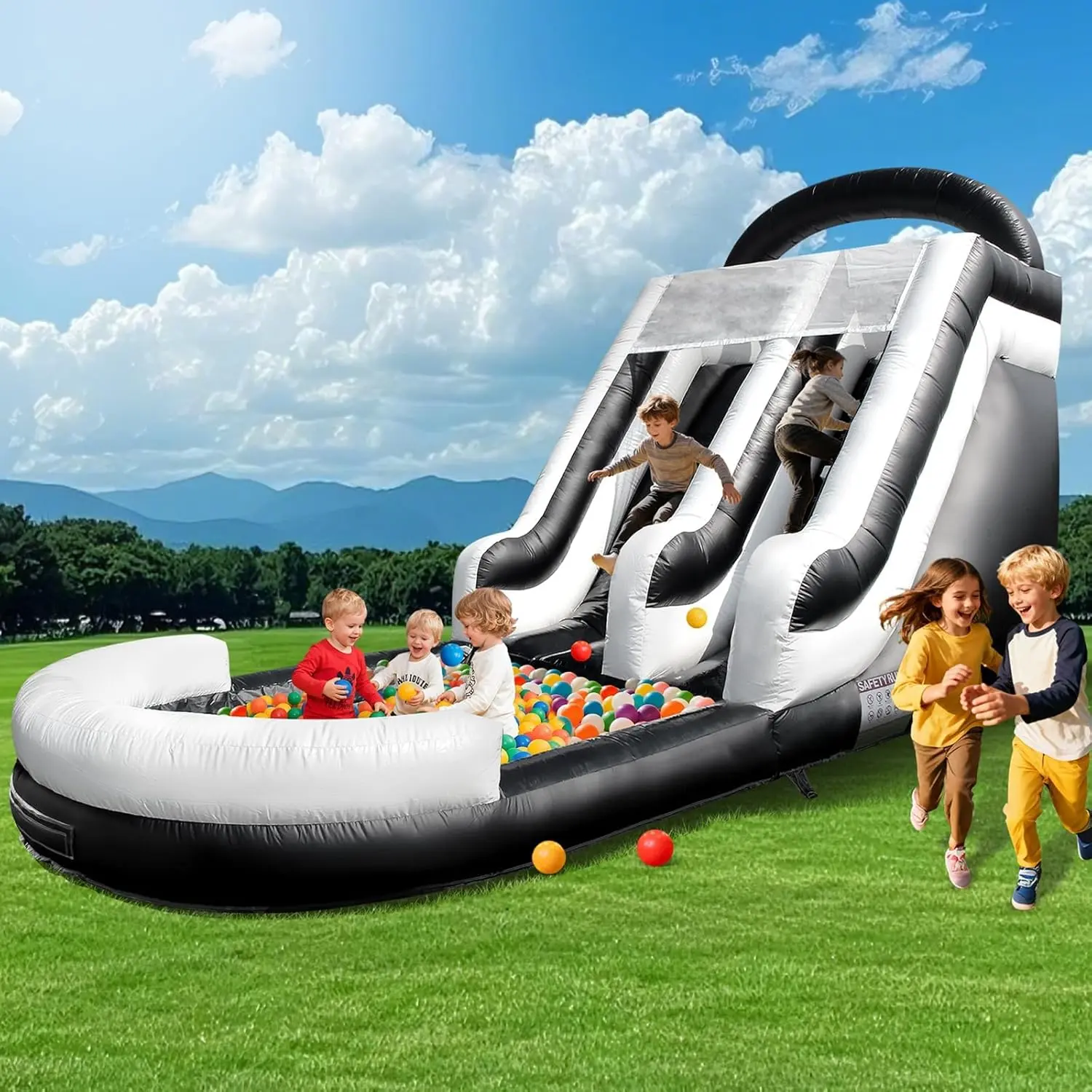 KHUSAFH21FT Commercial Large Inflatable Water Silde for Kids & Adults, Heavy Duty 100% PVC Waterslides with Big Pool, Blower for for Backyard, Outdoor Slide Park, and Pool Party, Black