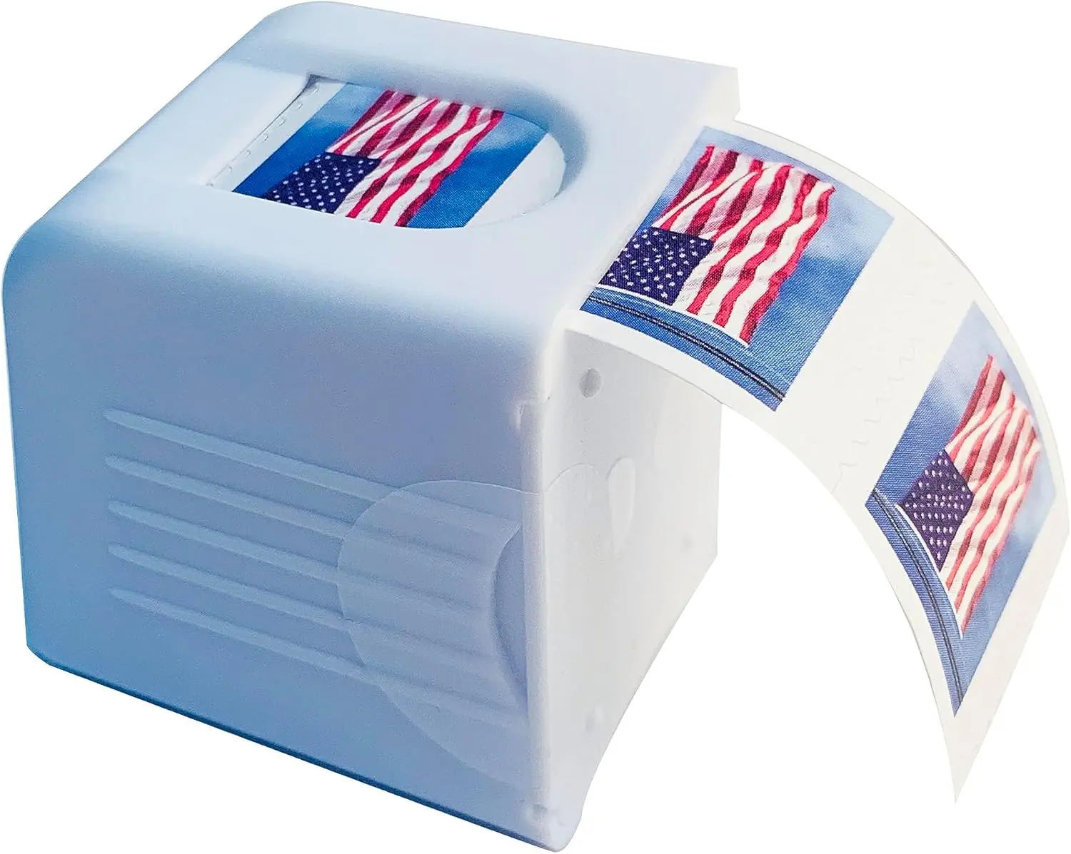 Minimalist Plastic Stamp Roll Dispenser, Convenient Hassle-Free Space-Saving Office Stationery with Stylish Design, Complimentary 4 Fixed Stickers for Postage Stamps Protection & Adhesive Stickers Dispensing