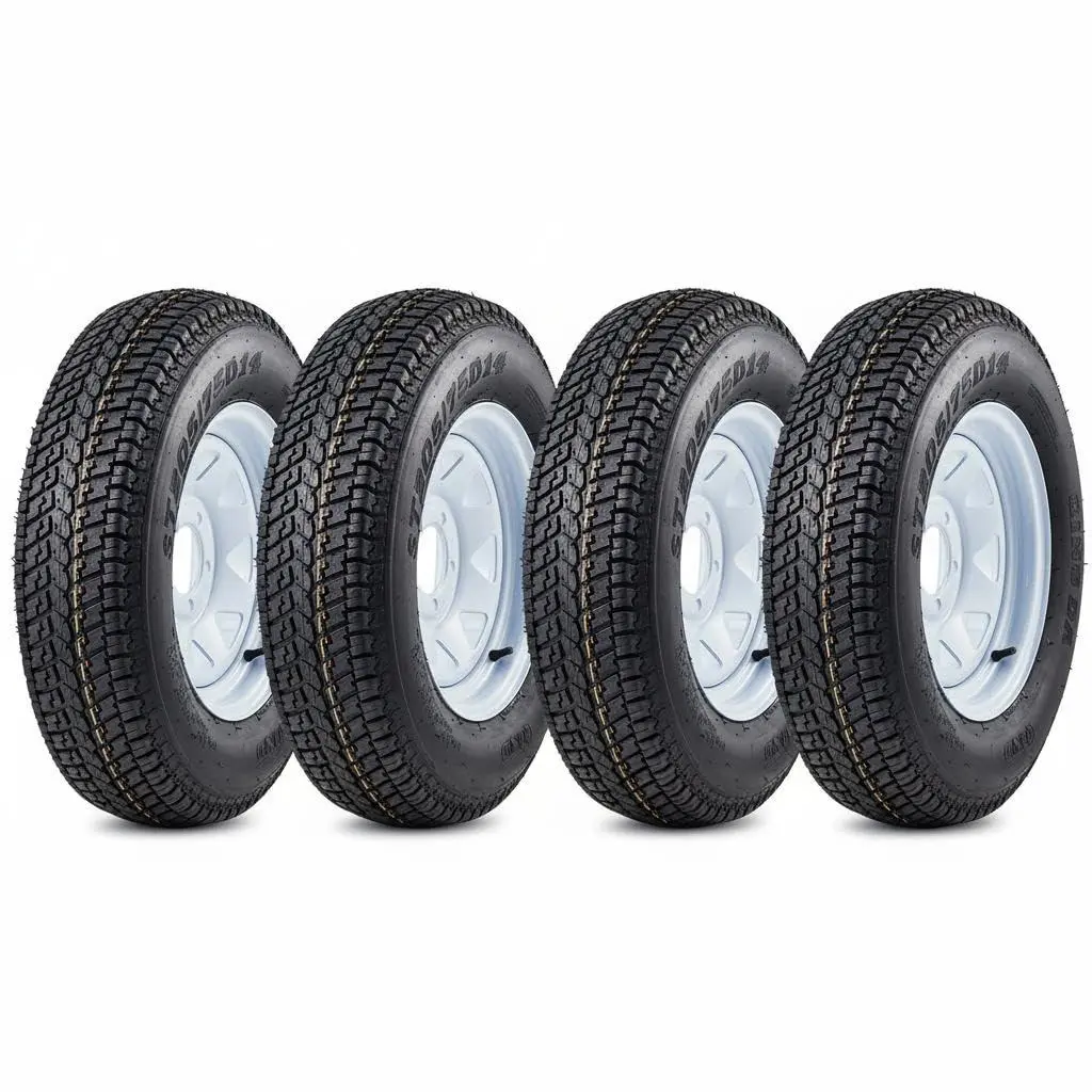 GAOMON 4PCS Pre-Assembled ST205/75D15 Rubber Trailer Tires with 15-Inch Rims - 5 Lug on 4.5 in, 3.3 in Center Bore, 6PR, Speed Rating L, 1820 Lbs Capacity, 50 PSI Max, for Lawn Mowers & Tractors, Rubber Tires