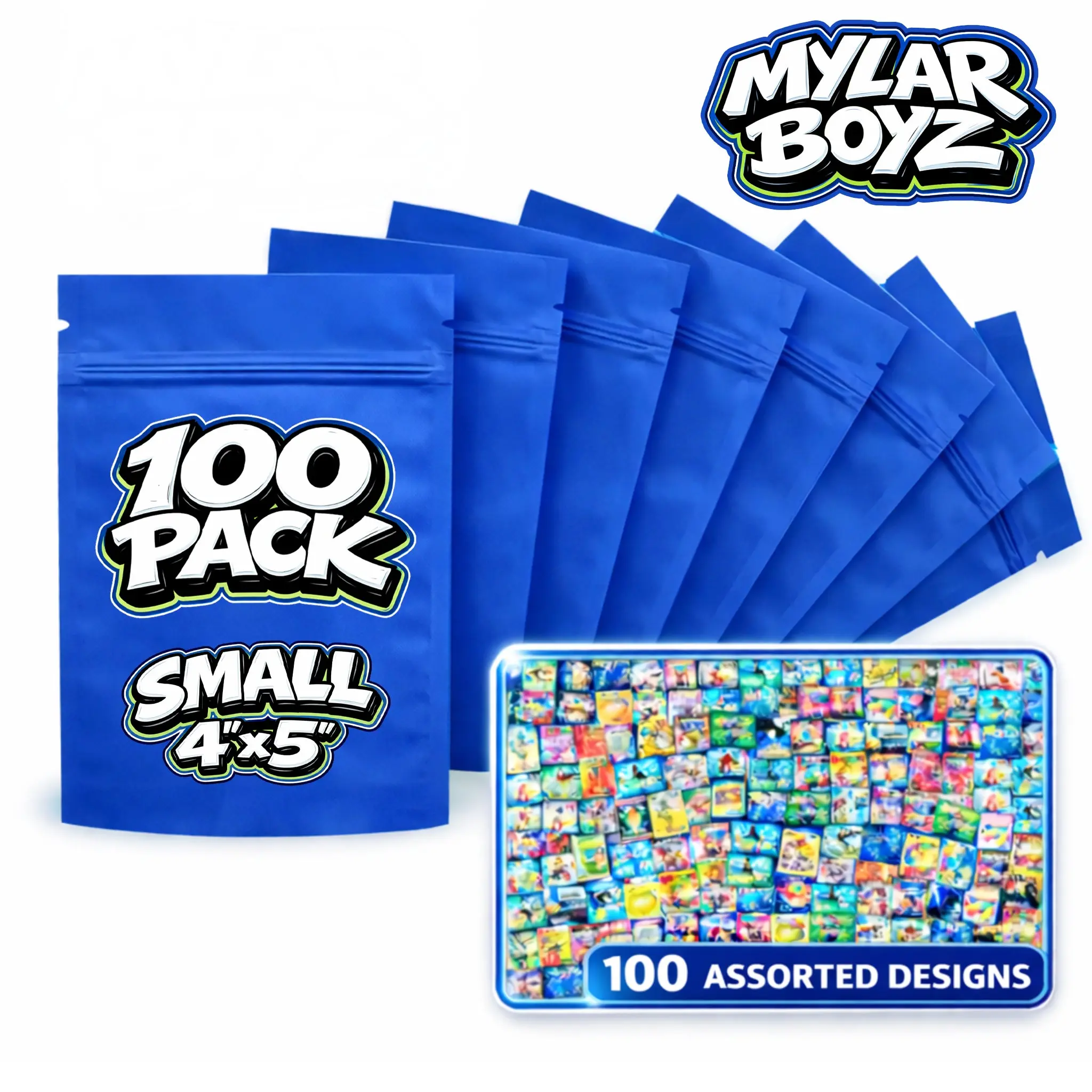 100 Pack Small 4inx 5in Organizer Bags Bundle Assorted Designs
