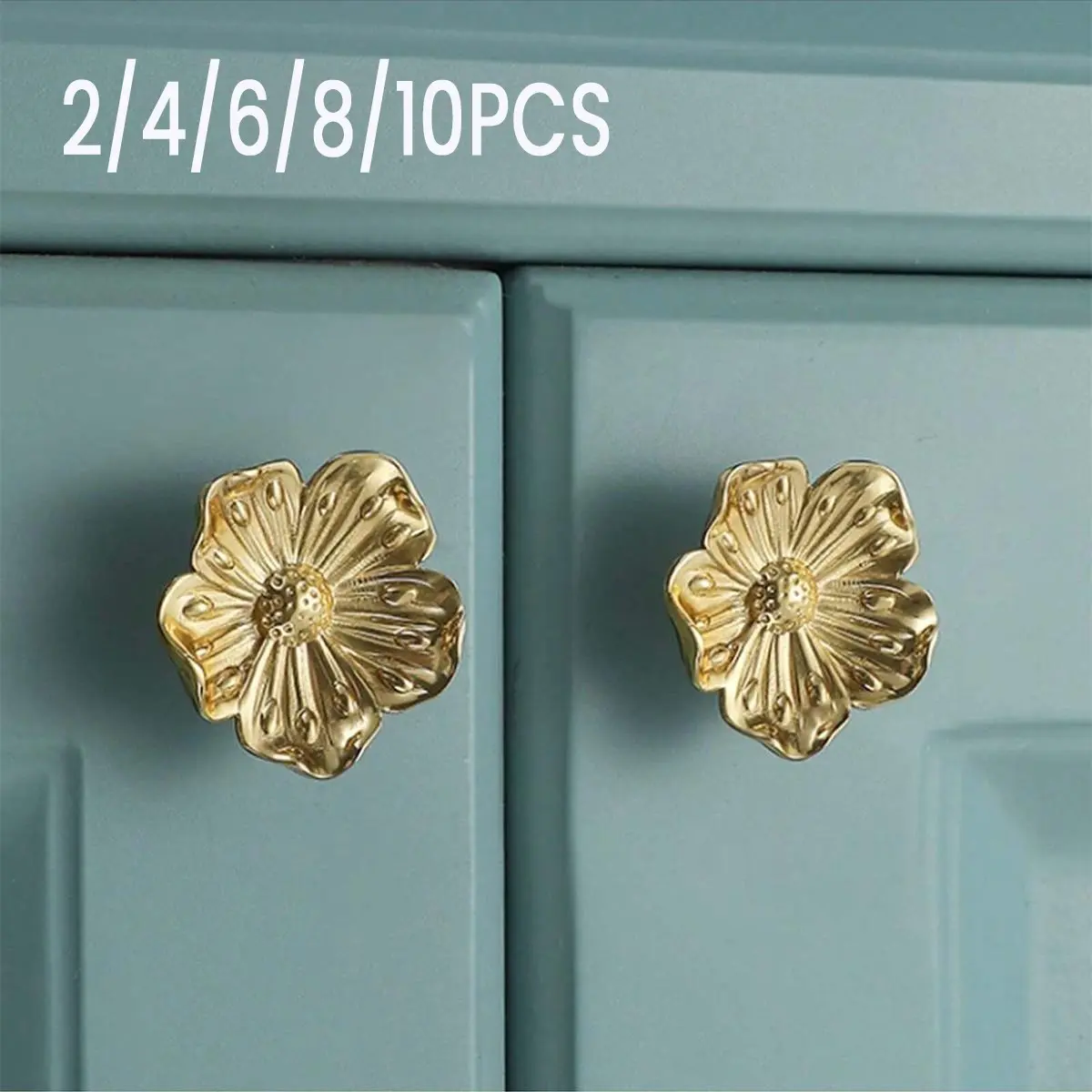 Vanity Pull Handles, Floral Design Brass Cabinet Knobs, Vintage Decorative Hardware, Kitchen & Bathroom Accessories