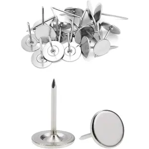 Silver Heavy Duty Thumb Tacks Extra Long Push Pins for Upholstery Carpets and Wood Surfaces 100Pcs