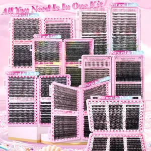 Volume Eyelashes Clusters Kit with Bond & Seal, Mixed Length Extensions for Natural Look, Reusable & Waterproof Set with Tweezers, Brush, Adhesive & Remover, Eyelash Glue Extension, Easy to Apply, Comfortable, Soft, DIY Glam