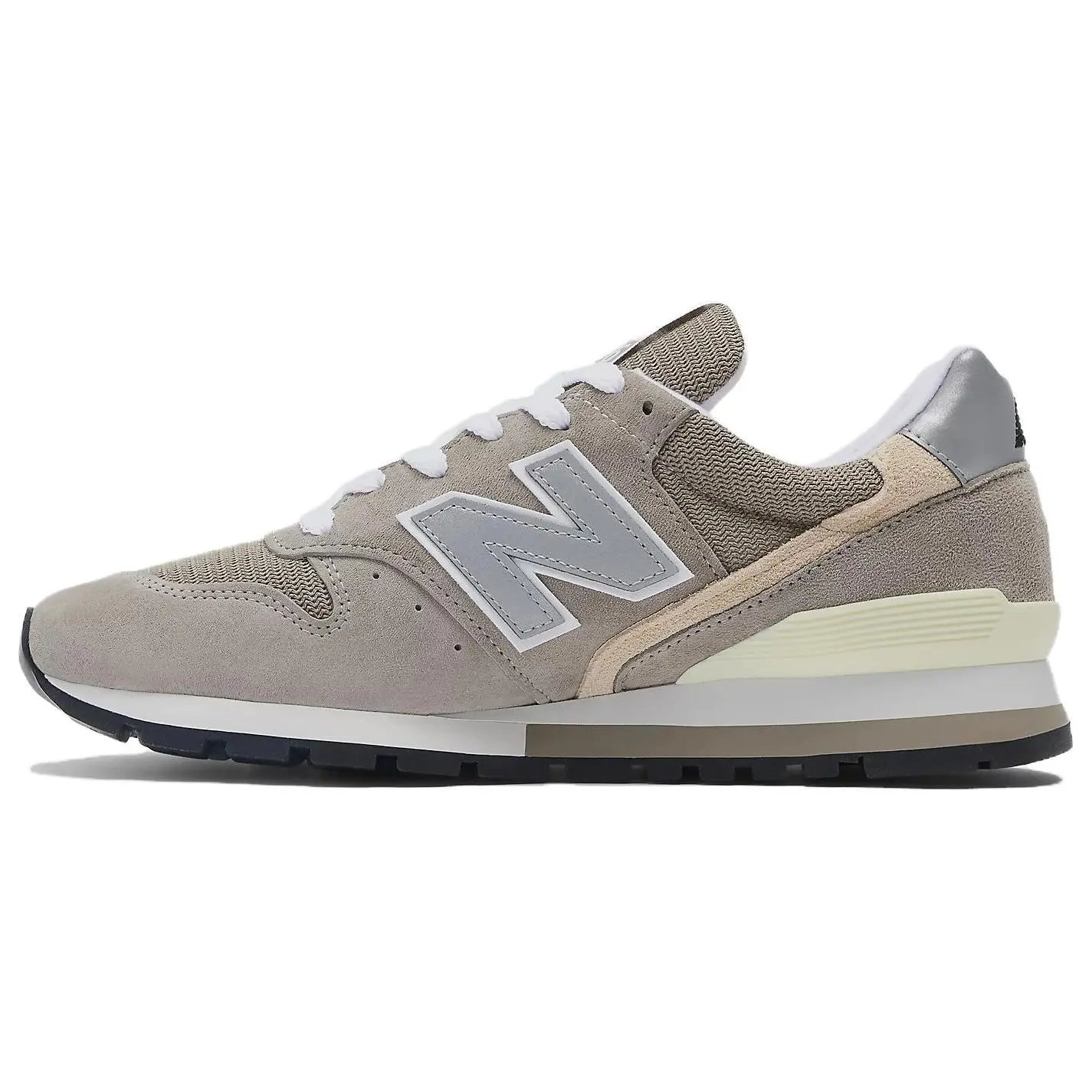 NEW BALANCE 996 Made in USA Grey Silver Round Toe Lace-Up Athletic Casual Trainer Sneakers, Premium Suede Mesh Shoes, All-Seasons Sports Footwear (Size Up 0.5 to 1 Full Size), Walking Shoes, Sports Shoes