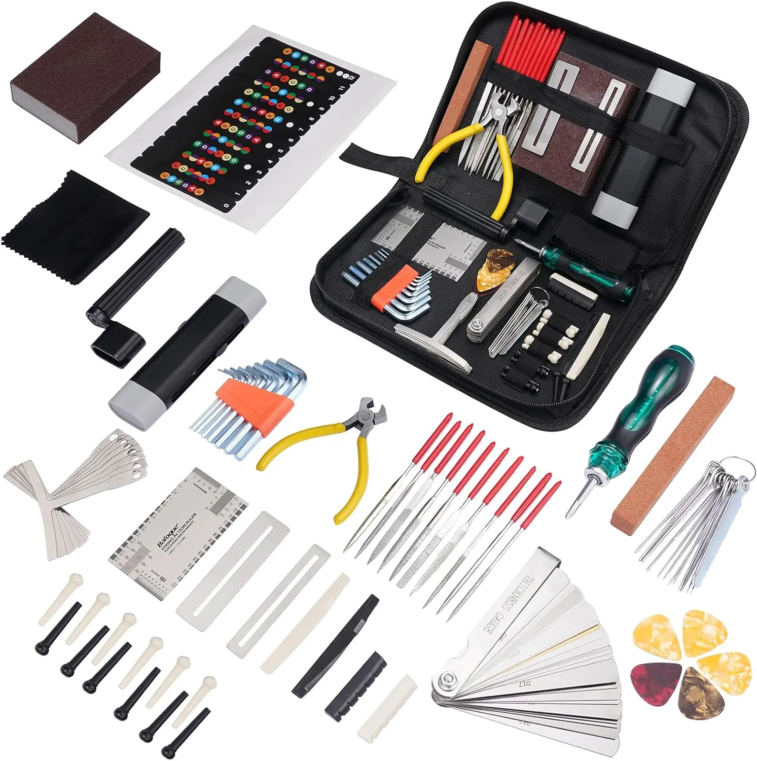 LEKATO 72Pcs Guitar Tool Kit, Guitar Repair Kit A Gift for Guitar Enthusiast Beginners Proscenium, Guitar String Winder Tool, Guitar Maintenance Kit, Ukulele Bass Banjo Acoustic Guitar Tools