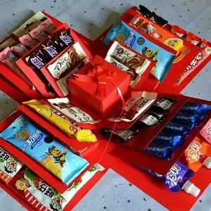 5-Story Surprise Explosion Gift Box with Ribbon, Multi-Pocket Snack & Candy Storage, Snack Gift Set, Perfect for Birthdays, Festivals, Holidays