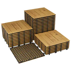 Transform Your Balcony! 22 Pack Solid Acacia Wood Deck Tiles (12x12in). Easy Snap Interlocking Outdoor Flooring for Patio, Garden, Poolside & Porch Makeovers. 100% Waterproof, Renter Friendly & Removable Wood Pavers. Covers 21 Sq Ft. DIY!