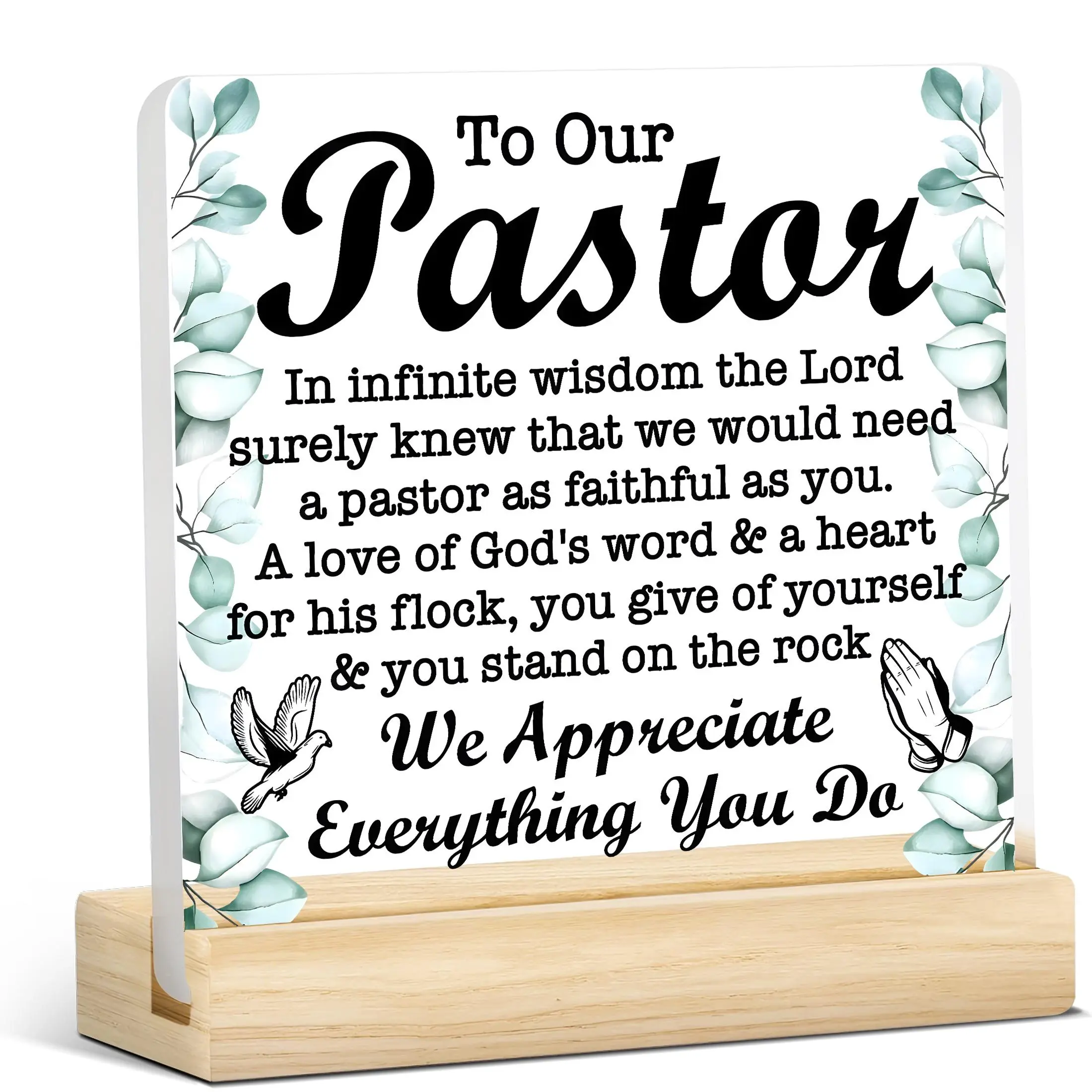 Acrylic Memorial Gift Sign, Perfect Holiday Table Decor for Home and Restaurants, Ideal for Pastors to Gift Believers