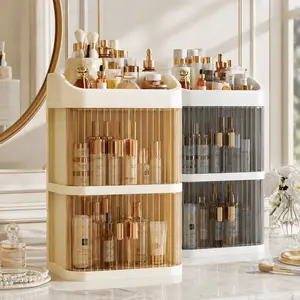 Waterproof Dust-Proof Makeup Organizer Box, Multi-Layer Cosmetics Storage Cabinet, Desktop Drawer Rack, Three-Tier Design