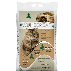 Wundercat  Pine  Litter, 20lbs -  Reclaimed  Pellets for  Absorption & Odor Control - Low- &  - No Synthetic Perfumes