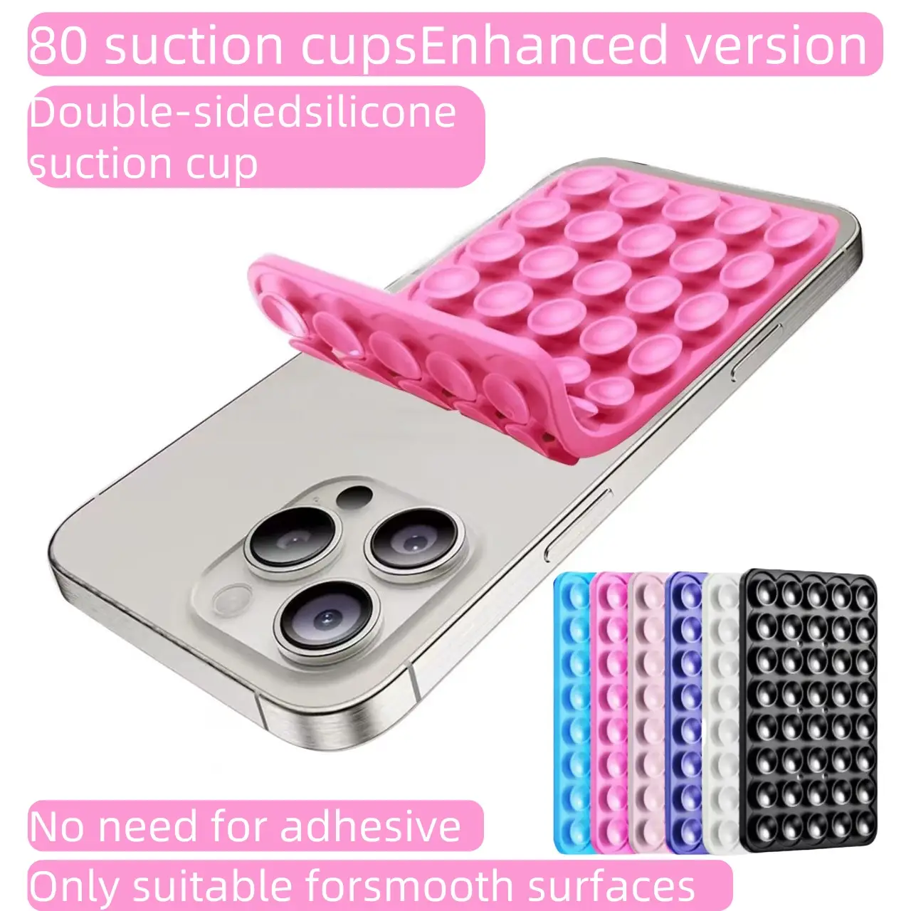 Silicone Suction Cup Phone Case Mount,80 silicone suction cup holders，Count Double Sided Phone Holder Mount, Hands-Free Strong Grip Holder for Selfies