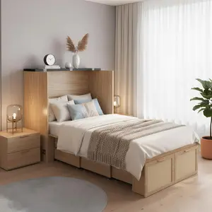 【Father's Day Gift】  Murphy Bed with Drawer and USB Charging Station, Space-Saving & Easy Open and Close, 2 in 1 Convertible Chest Bed Cabinet