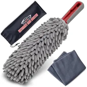 Car Duster with 360° Microfiber Fingers, Unbreakable Comfort Handle, Lint & Scratch-Free Cleaning, Includes Microfiber Towel, For Car & Home Use