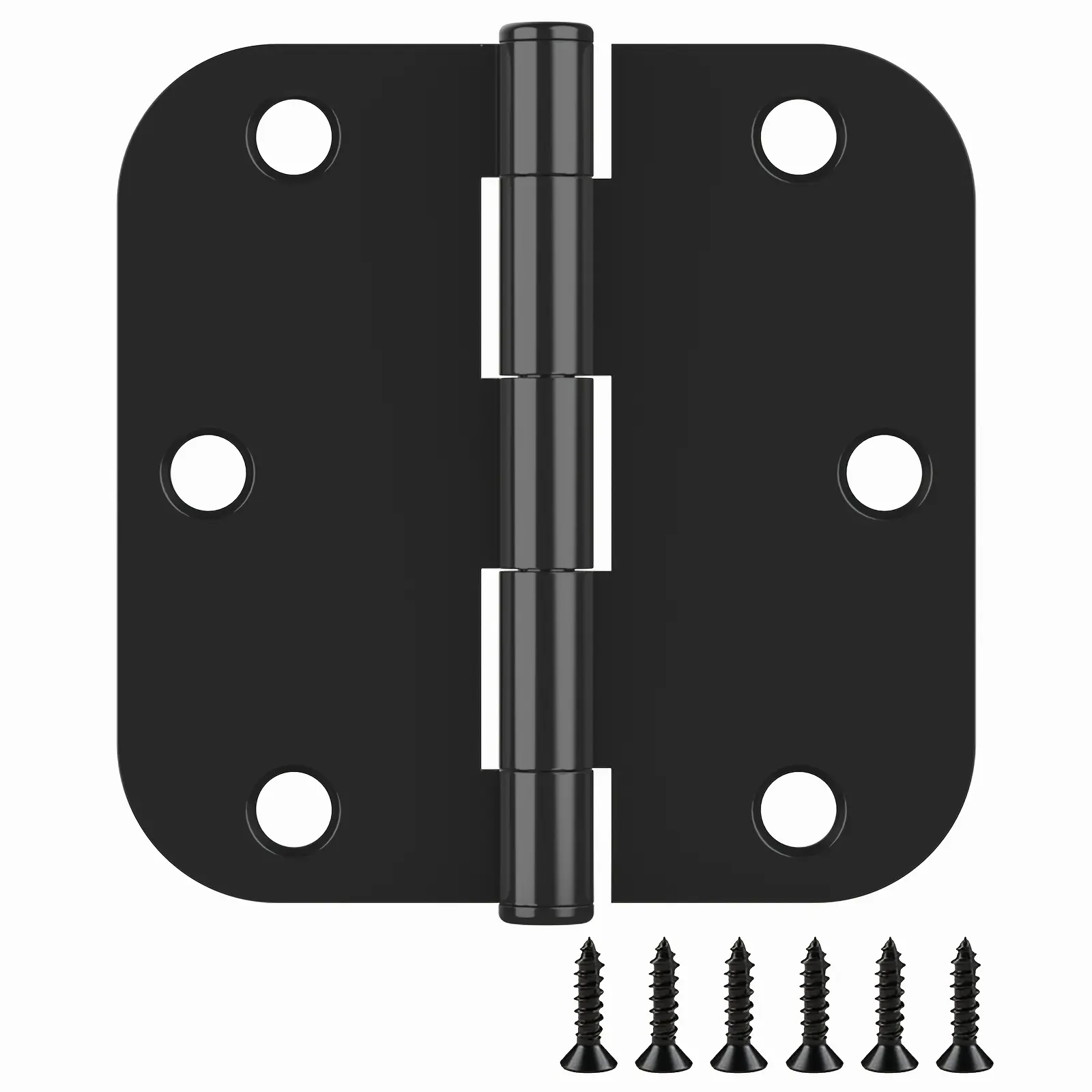 Door Hinges 3.5 X 3.5 Inch, Rounded 5/8" Radius Durable And No Squeak Hinges, For Home Interior, Exterior Doors And Commercial Use, Matte Black