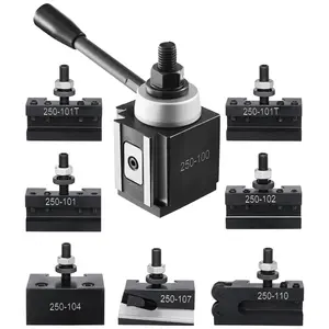 【fathersdaygift】VEVOR Quick Change Tool Post Set, 8 Pcs, Includes Lathe Tool Holders, Wedge Type Tool Post with Turning Tool Holder Accessories, Fit for Mini Lathe & Metal Lathe 6"-12" Swing, Durable Steel Material Construction Gear