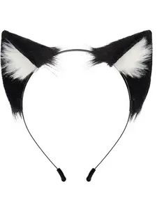 Plush Fox Ears Headband, Realistic Animal Ear Cosplay Accessory, Halloween Party Costume Prop, Fun Animal Decoration