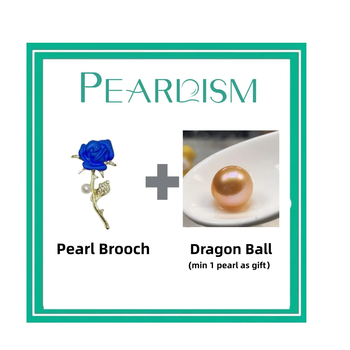 【Adee】 Blue Rose Brooch + Dragon Ball Edison pearl (Min 1pc Edison pearl as gift) [Open in live ]｜Freshwater Orange Color 9-12mm pearl